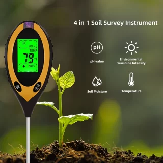 4 IN 1 Digital PH Meter Soil Moisture Monitor Temperature Sunlight Tester For Gardening